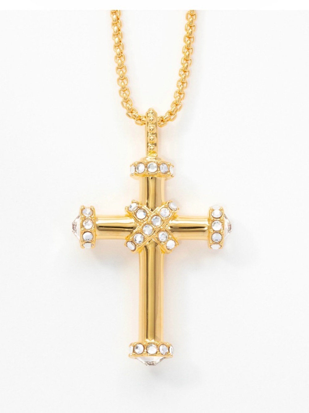 Touchstone Crystal by Swarovski 𝗠𝗼𝗱𝗲𝗿𝗻 𝗖𝗿𝗼𝘀𝘀 necklace gold plated BNIB Swarovski